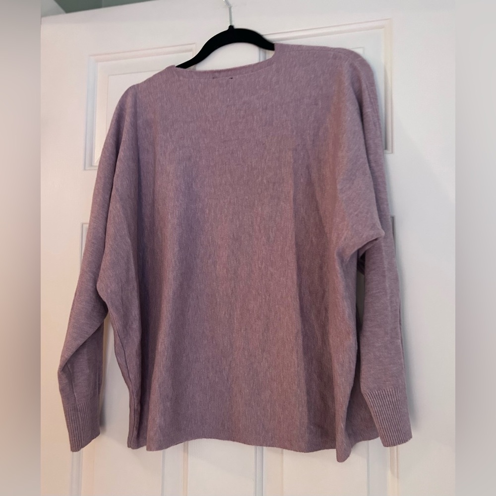 NWOT AAEDA Lilac V-Neck Floral Appliqué Sweater XL - Picture 2 of 8